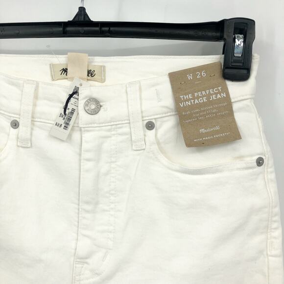 MADEWELL Womens Perfect Vintage Jeans 26 US 2 Tile White High Rise ND501 NWT - Picture 6 of 12